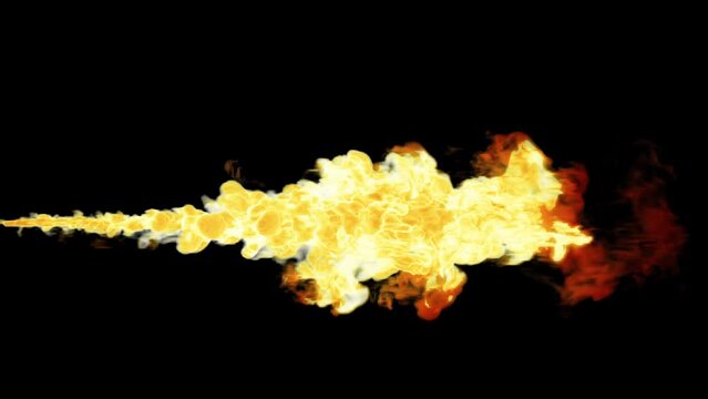 Flamethrower 4K with Alpha, Fire ball explosion, Fire blast with smoke and flames, flame thrower