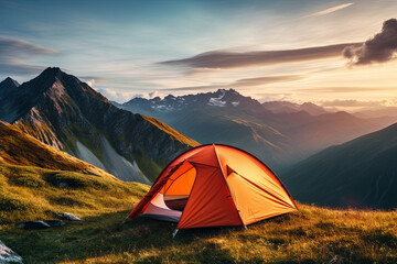 Camping on top of a mountain with a beautiful view
