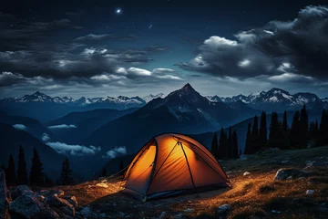 Foto op Plexiglas Camping on top of a mountain with a beautiful view © grey