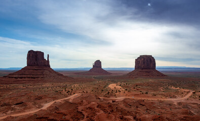 West and East Mitten buttes,  Monument Valley, Arizona - Utah, USA