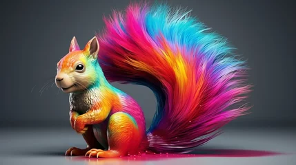 Fotobehang colorful background with artistic graffiti a vibrant squirrel character © Aura
