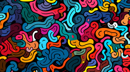 Obraz premium Funny doodle seamless pattern, artistic background