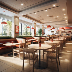 Fototapeta na wymiar quick service restaurant interior . ai generated