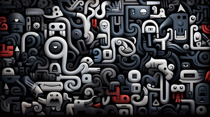 Funny doodle seamless pattern, artistic background