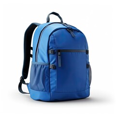 Blue bagpack isolated on white background