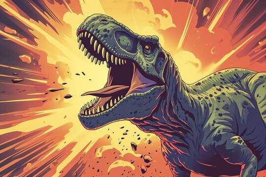 Cool looking tyrannosaurus rex in comic illustration style.