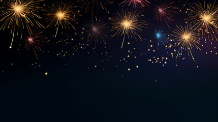 Obraz premium Happy New Year, burning fireworks with bokeh light background
