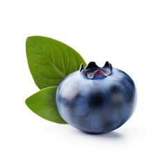 Blue berry isolated on white background, Blueberries with leaves