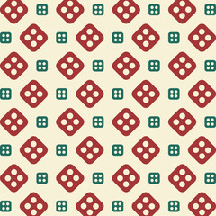 Dice Four red green trendy vector design repeating pattern illustration