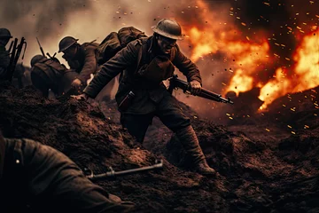 Foto op Plexiglas Soldiers fighting in the war © Alex_iArt