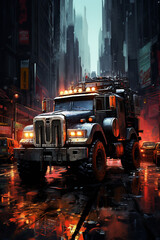 a monster truck with huge tires on the street truck wallpaper	