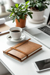 Elegant notebook with leather cover