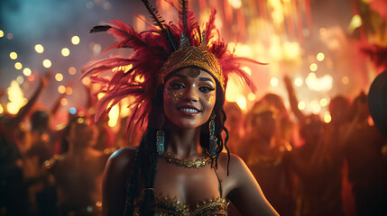 Fototapeta premium Cultural Celebrations: Woman Immerses in Festive Atmosphere with High Resolution