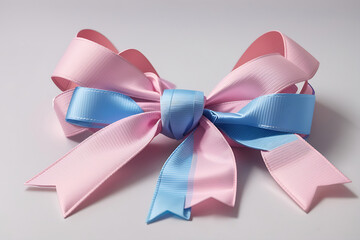 Pink blue ribbon awareness (isolated with clipping path) bow colour for a newborn birth defect, Sudden Infant Death Syndrome (SIDS), pregnancy Loss on helping hand design.