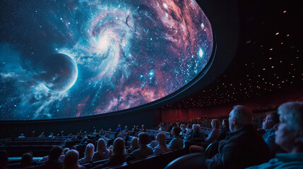 planetarium with a 360-degree view of the night sky, showing high-resolution projections of celestial bodies and constellations, with visitors gazing in awe, capturing the magic of astrology and the u