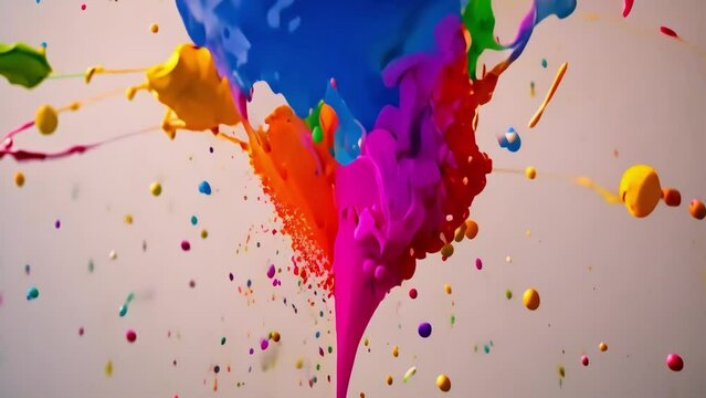 colorful splashes of paint on a white background. Generative AI