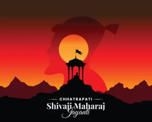 Fotobehang Chhatrapati Shivaji Maharaj Jayanti greeting, great Indian Maratha king vector © movinglines.studio