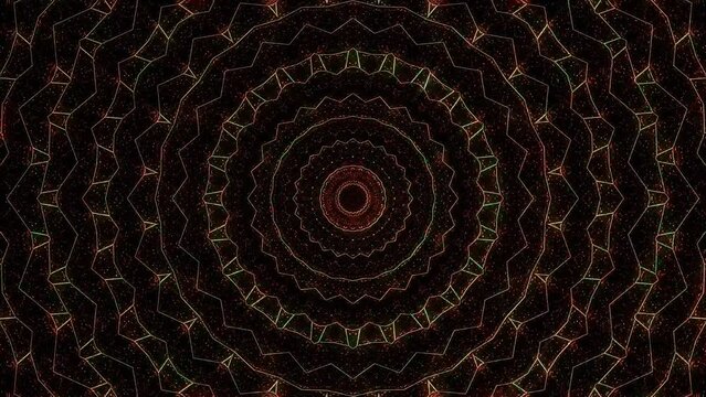 abstract lines colorful dots light shining round shape in center, black background	