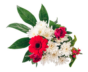 Flowers bouquet wreath isolated on transparent white background