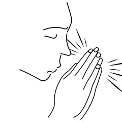 Face and Hands praying with faith, symbol of prayer and faith. People with their hands folded in a sign of prayer