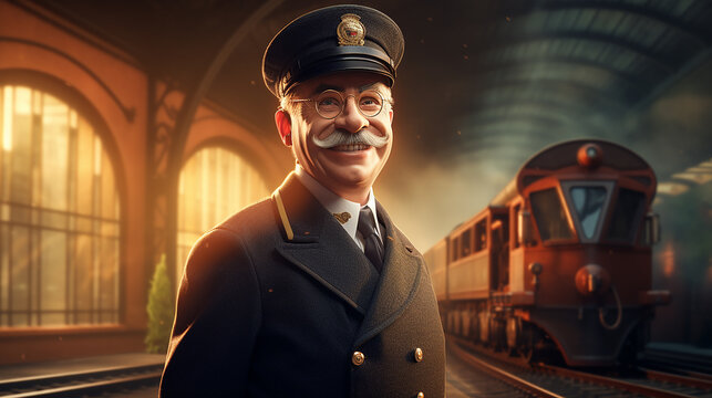 a character of nostalgic steam train conductor.