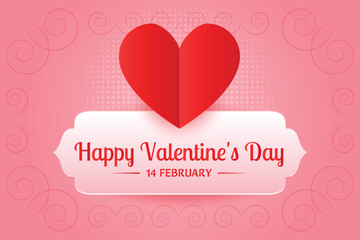 happy valentines day greeting with hearts with minimal pink background vector