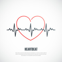 Heartbeat line icon. Heartbeat and heart illustration. Vector template.