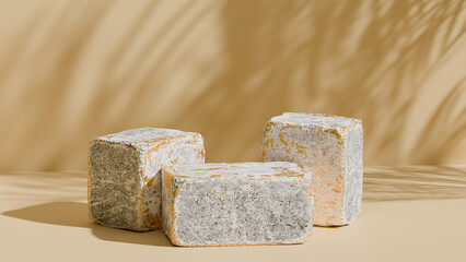 Gold stone plate cosmetic podium 3d background mockup for product display