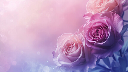 Rose Pink and Periwinkle banner background. Elegant floral background. 