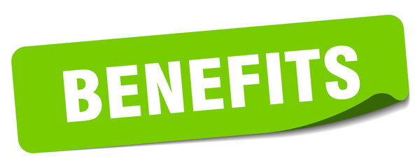 benefits sticker. benefits label