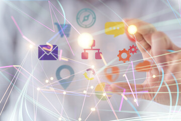  Ui icon medical in hospital with medical technology network concept