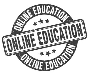 online education stamp. online education label. round grunge sign