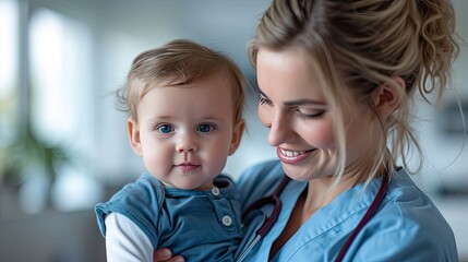 medical professional conducting a thorough health examination on a newborn, focusing on a side-angle shot to emphasize the professionalism and care