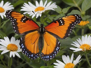 Fototapeta premium Monarch butterfly on a flower. Generative AI.