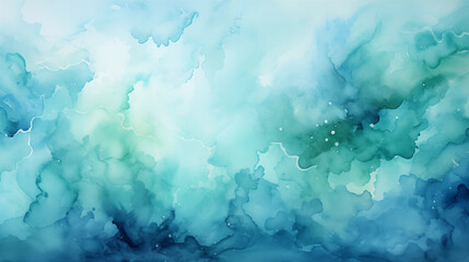 Fototapeta na wymiar Teal & Green Splatter Canvas: a dreamy ethereal watercolor background