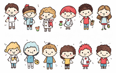 Simple strokes of children's characters,created with Generative AI tecnology.