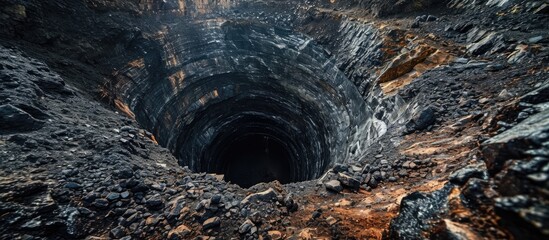 Coal mining in an uncovered hole