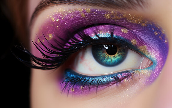 Beauty makeup eye close-up,created with Generative AI tecnology.