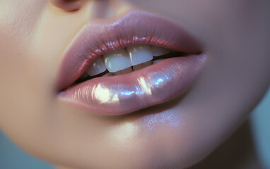 Fototapeta premium Beauty lips makeup close-up,created with Generative AI tecnology.