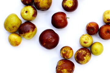 Fresh jujube fruit on white background