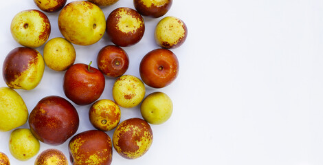 Fresh jujube fruit on white background