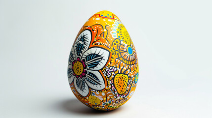 A painted Easter egg on a white background