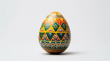 A painted Easter egg on a white background