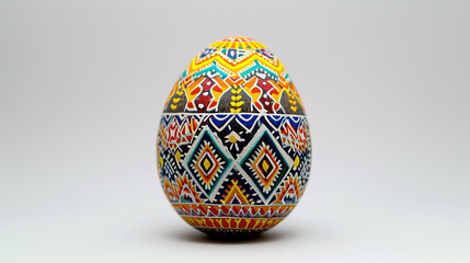 A painted Easter egg on a white background