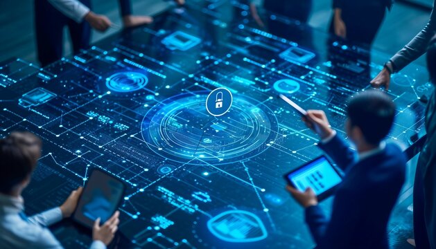 Portray professionals conducting a document security audit using advanced tools, emphasizing the importance of regular assessments to identify and address potential vulnerabilities.