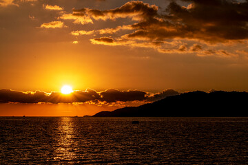 Obraz premium Sunset on the sea with Clouds in Kas Turkey