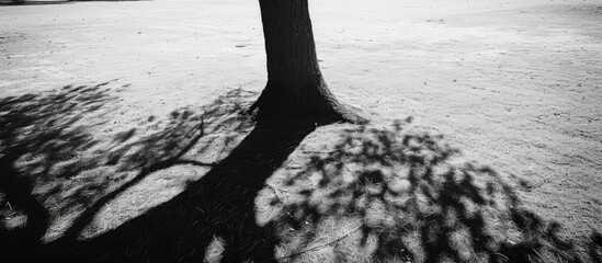 Tree shadow. Monochrome.