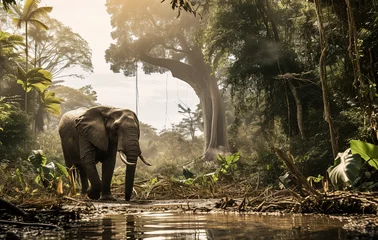 Fotobehang Elephant affected by habitat loss, deforestation, or changing ecosystems © Digitalphoto 4U