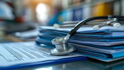  the application of document management technologies in the healthcare industry, emphasizing secure and efficient handling of patient records and medical information. - obrazy, fototapety, plakaty