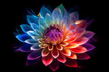 A colorful flower each petal with a different color light